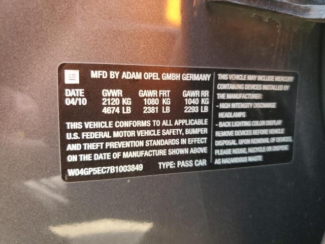 W04GP5EC7B1003849 - 2011 BUICK REGAL CXL CHARCOAL photo 12