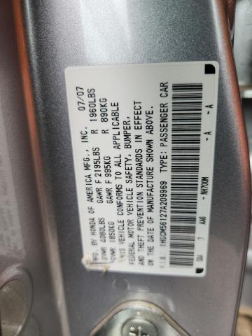 1HGCM56127A209969 - 2007 HONDA ACCORD VALUE SILVER photo 12