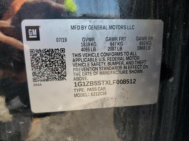 1G1ZB5STXLF008512 - 2020 CHEVROLET MALIBU LS 黑色 照片 12