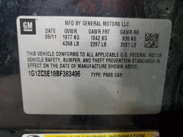 1G1ZC5E18BF383496 - 2011 CHEVROLET MALIBU 1LT BLACK photo 12