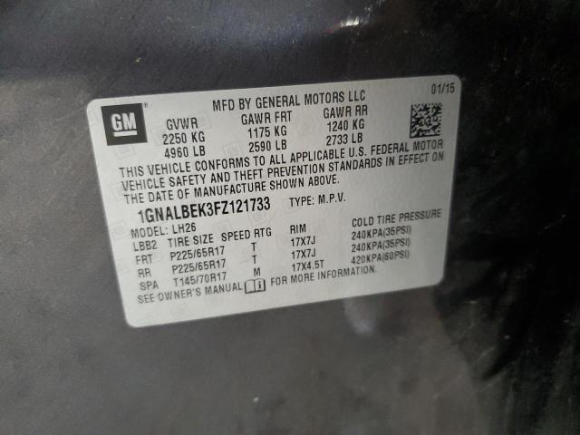 1GNALBEK3FZ121733 - 2015 CHEVROLET EQUINOX LT CHARCOAL photo 14