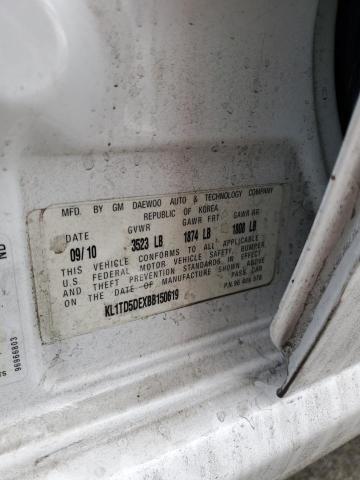 KL1TD5DEXBB150619 - 2011 CHEVROLET AVEO LS 白色 照片 12