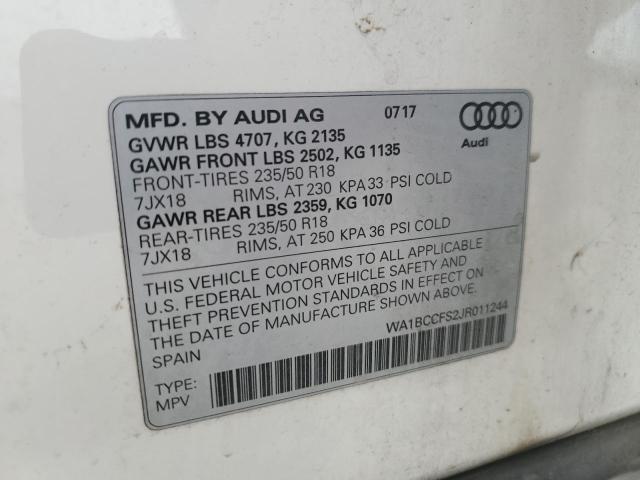 WA1BCCFS2JR011244 - 2018 AUDI Q3 PREMIUM Biały zdjęcie 14