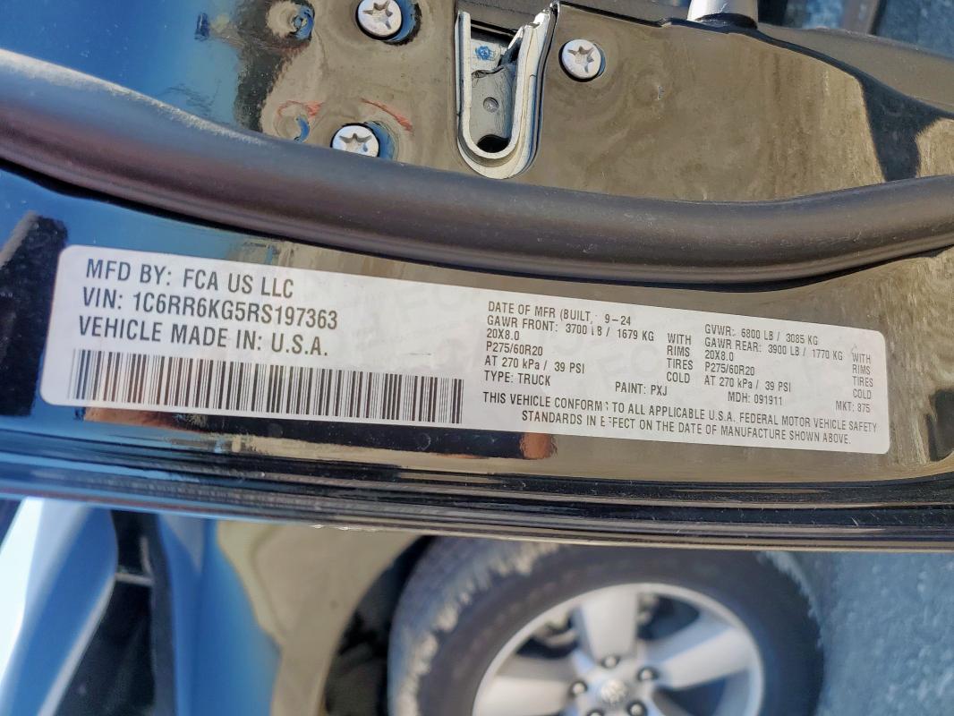 1C6RR6KG5RS197363 - 2024 RAM 1500 CLASS TRADESMAN Qara foto 12