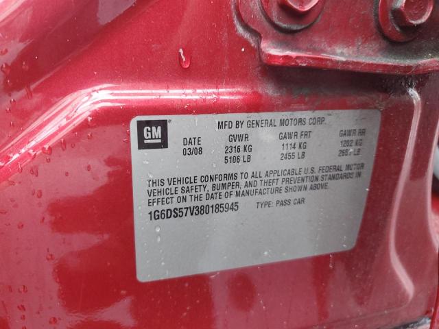 1G6DS57V380185945 - 2008 CADILLAC CTS HI FEATURE V6 RED photo 12