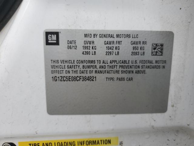 1G1ZC5E08CF384821 - 2012 CHEVROLET MALIBU 1LT WHITE photo 12