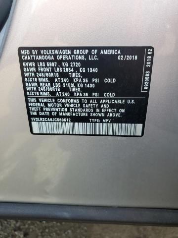 1V2LR2CA6JC560512 - 2018 VOLKSWAGEN ATLAS SE Srebrny zdjęcie 13