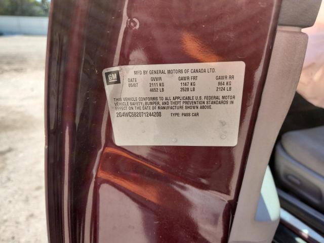 2G4WC582071244200 - 2007 BUICK LACROSSE CX Bordeaux photo 12