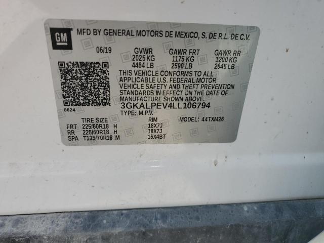 3GKALPEV4LL106794 - 2020 GMC TERRAIN SLT WHITE photo 13