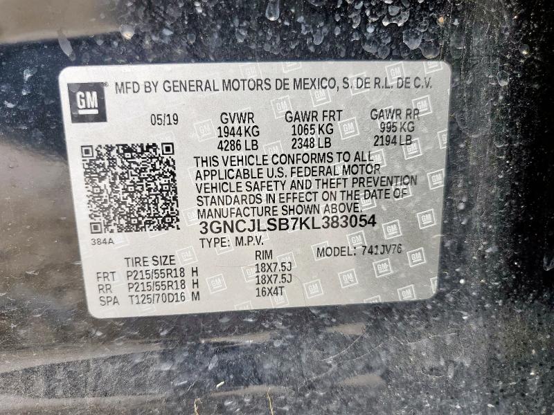 3GNCJLSB7KL383054 - 2019 CHEVROLET TRAX 1LT Czarny zdjęcie 13