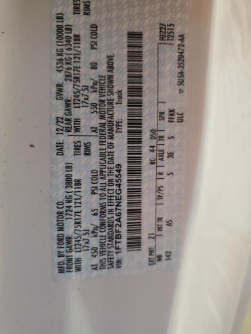 1FTBF2A67NEG45549 - 2022 FORD F250 SUPER DUTY 白色 照片 12