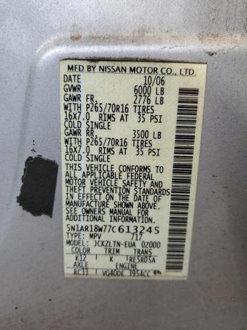 5N1AR18W77C613245 - 2007 NISSAN PATHFINDER LE ვერცხლისფერი ფოტო 13