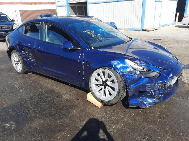 5YJ3E1EA1NF370498 - 2022 TESLA MODEL 3 BLUE photo 4