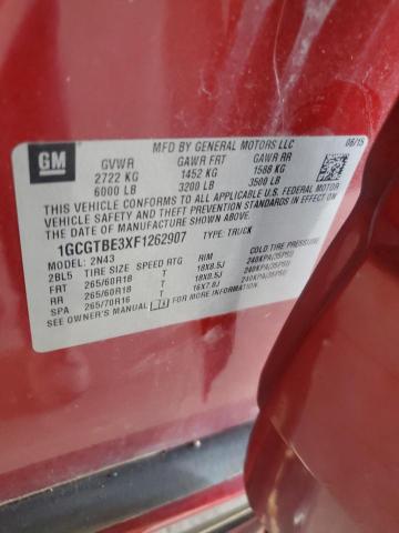 1GCGTBE3XF1262907 - 2015 CHEVROLET COLORADO LT RED photo 12