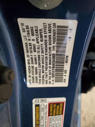 19XFA1F84AE044909 - 2010 HONDA CIVIC EX BLUE photo 13