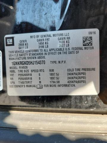 1GNKRGKD5HJ154370 - 2017 CHEVROLET TRAVERSE LT BLACK photo 13