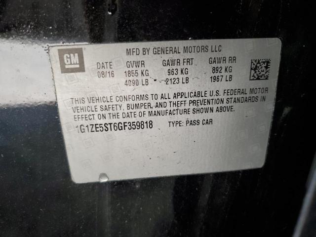 1G1ZE5ST6GF359818 - 2016 CHEVROLET MALIBU LT 黑色 照片 12