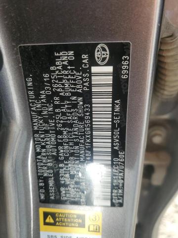 4T4BF1FKXGR569433 - 2016 TOYOTA CAMRY LE 灰色 照片 12