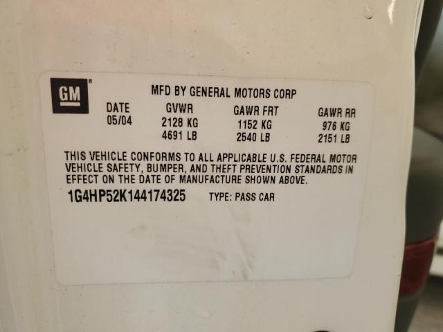 1G4HP52K144174325 - 2004 BUICK LESABRE CUSTOM WHITE photo 12