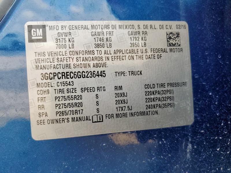 3GCPCREC6GG236445 - 2016 CHEVROLET SILVERADO C1500 LT 蓝色 照片 12