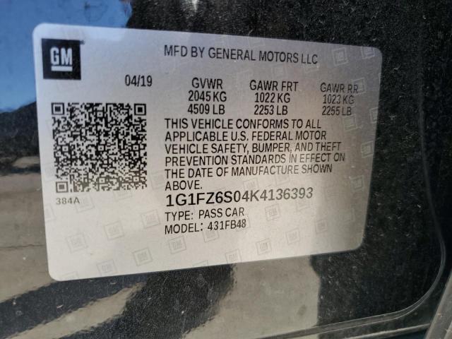 1G1FZ6S04K4136393 - 2019 CHEVROLET BOLT EV PREMIER BLACK photo 12