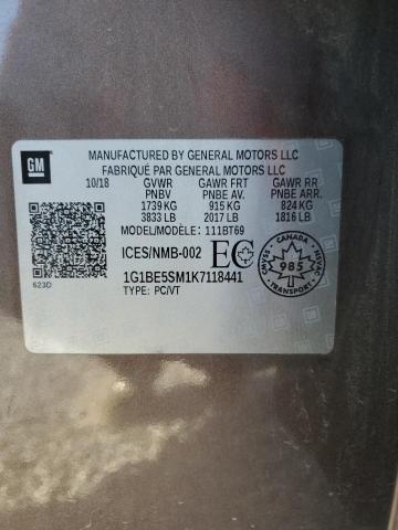 1G1BE5SM1K7118441 - 2019 CHEVROLET CRUZE LT 棕色 照片 12