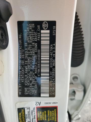 4T1BK3DB3CU468300 - 2012 TOYOTA AVALON BASE Weiß Foto 13