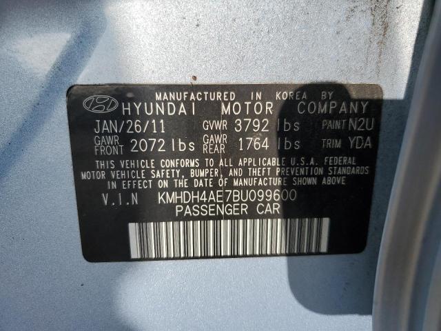 KMHDH4AE7BU099600 - 2011 HYUNDAI ELANTRA GLS BLUE photo 12