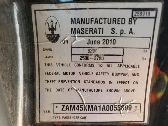 ZAM45KMA1A0053899 - 2010 MASERATI GRANTURISM BLACK photo 12