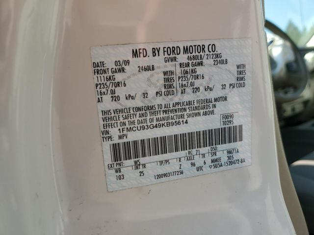 1FMCU93G49KB95614 - 2009 FORD ESCAPE XLT WHITE photo 13