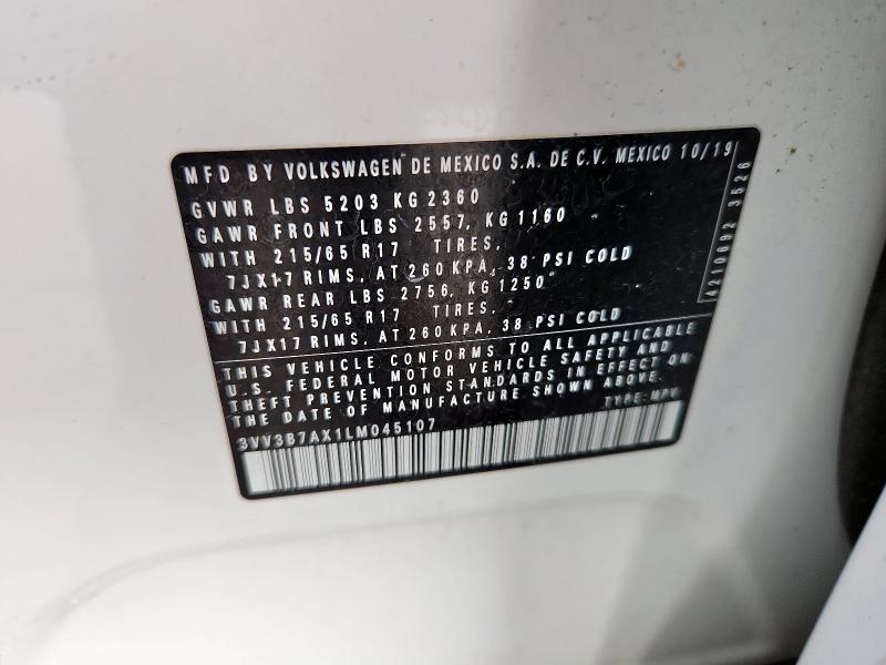 3VV3B7AX1LM045107 - 2020 VOLKSWAGEN TIGUAN SE Ağ foto 13