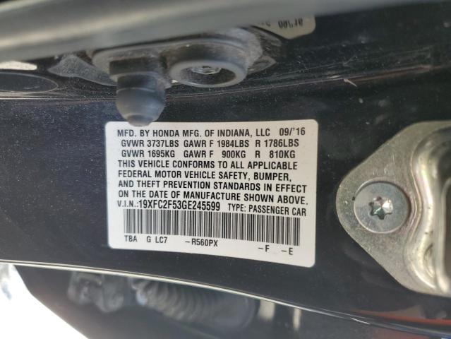 19XFC2F53GE245599 - 2016 HONDA CIVIC LX BLACK photo 12