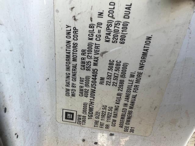 1GDM7H1J0WJ504405 - 1998 GMC C-SERIES C7H042 WHITE photo 10