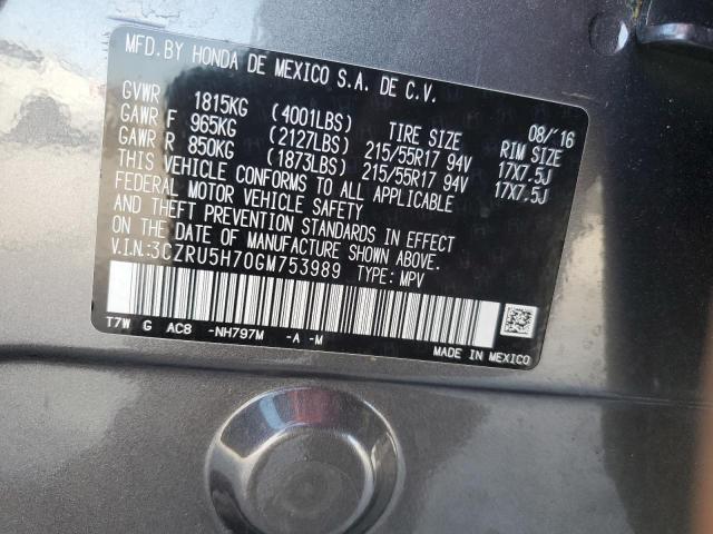 3CZRU5H70GM753989 - 2016 HONDA HR-V EXL Boz foto 13