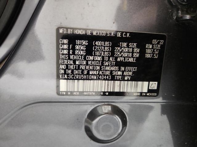 3CZRU5H10NM740443 - 2022 HONDA HR-V SPORT ნაცრისფერი ფოტო 13