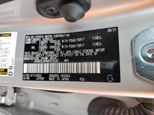 JTEMU5JR9N5972542 - 2022 TOYOTA 4RUNNER SR5/SR5 PREMIUM SILVER photo 13