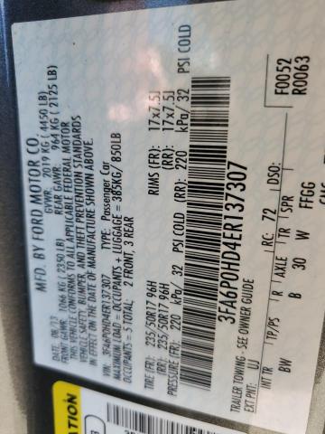 3FA6P0HD4ER137307 - 2014 FORD FUSION SE GRAY photo 23