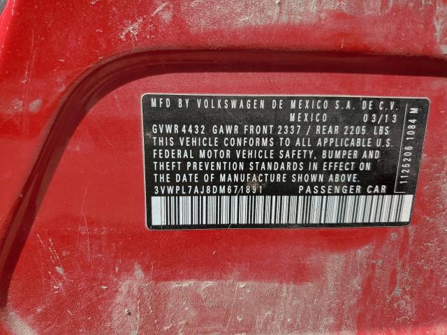 3VWPL7AJ8DM671891 - 2013 VOLKSWAGEN JETTA TDI Կարմիր լուսանկար 13