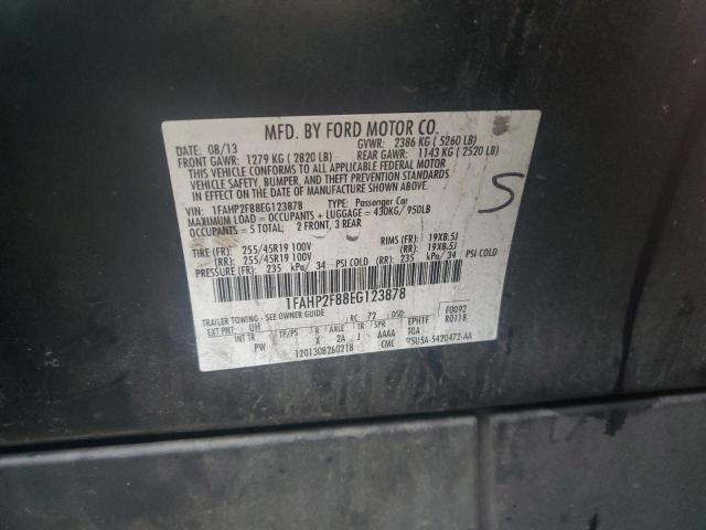 1FAHP2F88EG123878 - 2014 FORD TAURUS LIMITED BLACK photo 12