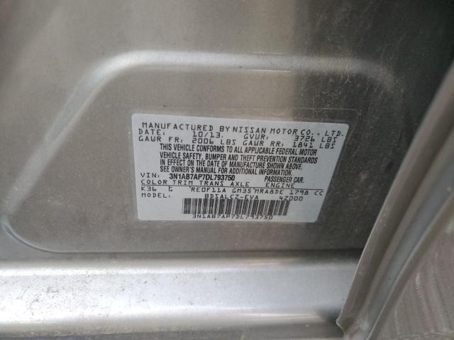 3N1AB7AP7DL793750 - 2013 NISSAN SENTRA S GRAY photo 12