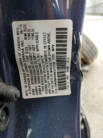 2HKRM4H59EH707708 - 2014 HONDA CR-V EX BLUE photo 12