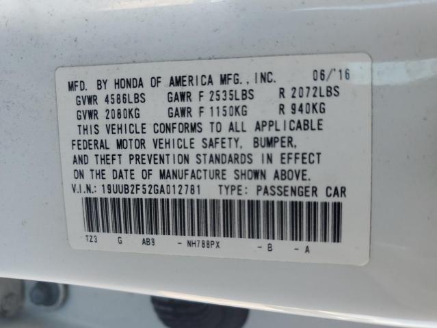 19UUB2F52GA012781 - 2016 ACURA TLX TECH WHITE photo 12