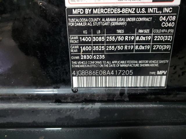 4JGBB86E08A417205 - 2008 MERCEDES-BENZ ML 350 BLACK photo 13