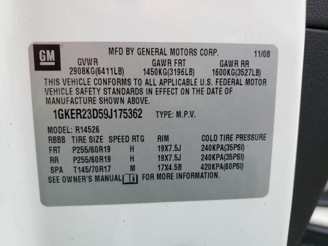 1GKER23D59J175362 - 2009 GMC ACADIA SLT-1 WHITE photo 13