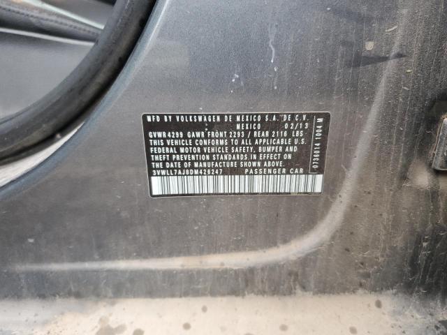 3VWLL7AJ8DM426247 - 2013 VOLKSWAGEN JETTA TDI GRAY photo 12