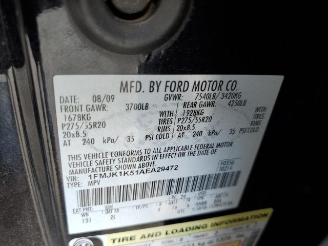 1FMJK1K51AEA29472 - 2010 FORD EXPEDITION EL LIMITED BLACK photo 13