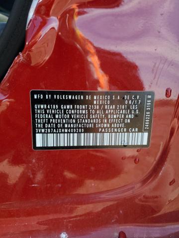 3VW2B7AJXHM409289 - 2017 VOLKSWAGEN JETTA S RED photo 12