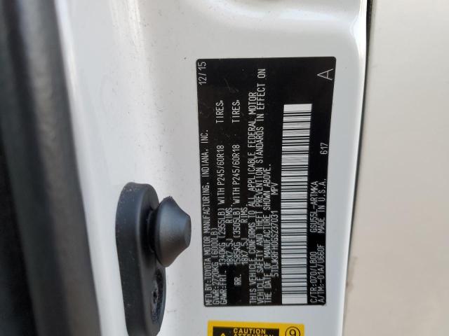 5TDJKRFH0GS237031 - 2016 TOYOTA HIGHLANDER XLE WHITE photo 14