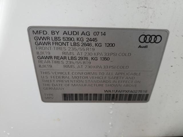 WA1LFAFPXFA027516 - 2015 AUDI Q5 PREMIUM PLUS WHITE photo 13