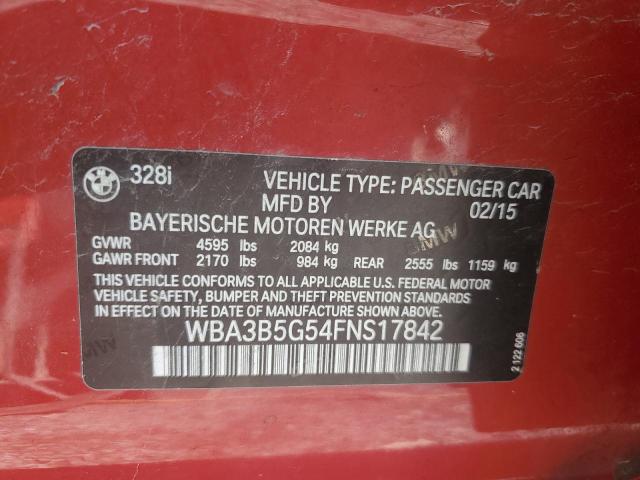 WBA3B5G54FNS17842 - 2015 BMW 328 XI SULEV RED photo 12